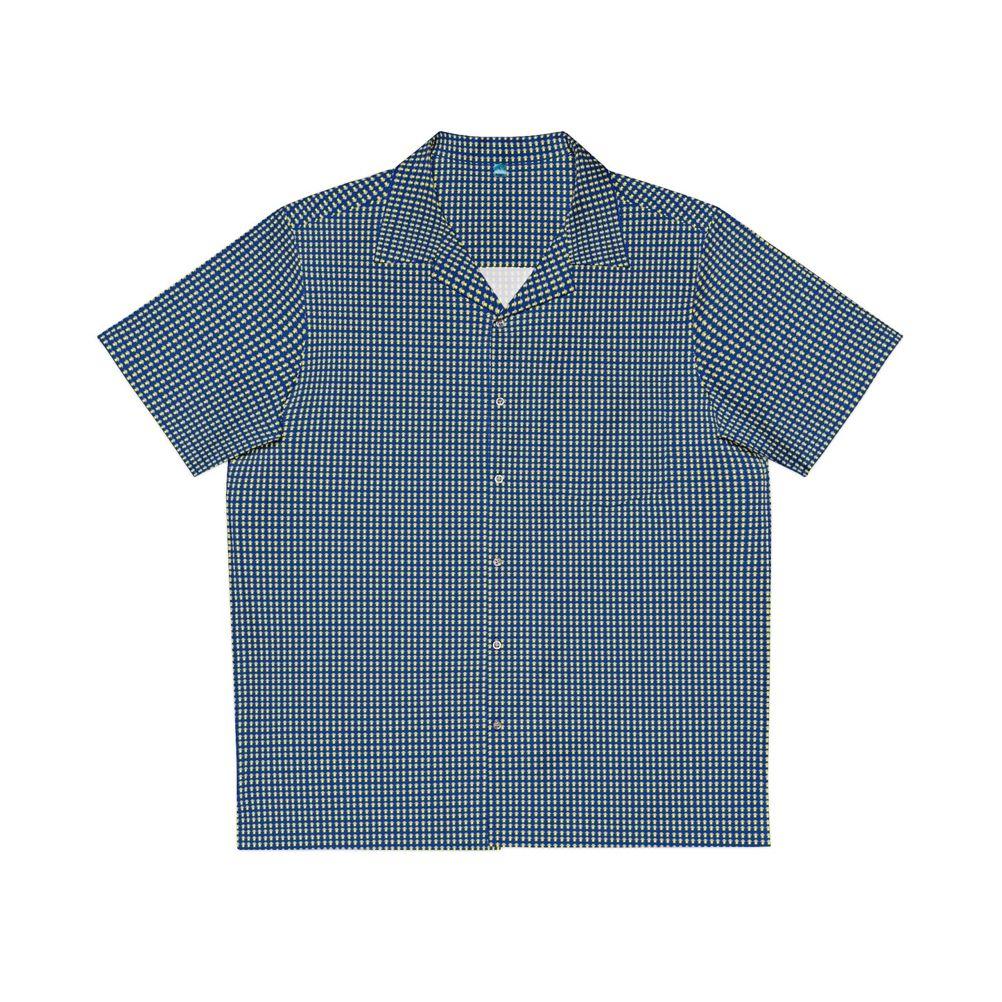 Waving UFO Small Print Short Sleeve Button Up - Dark Blue