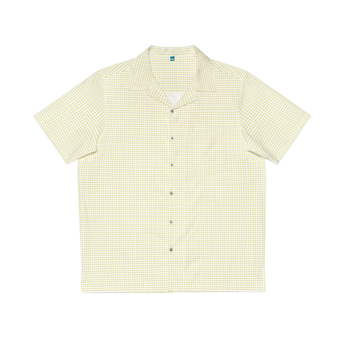 Waving UFO Small Print Short Sleeve Button Up - White