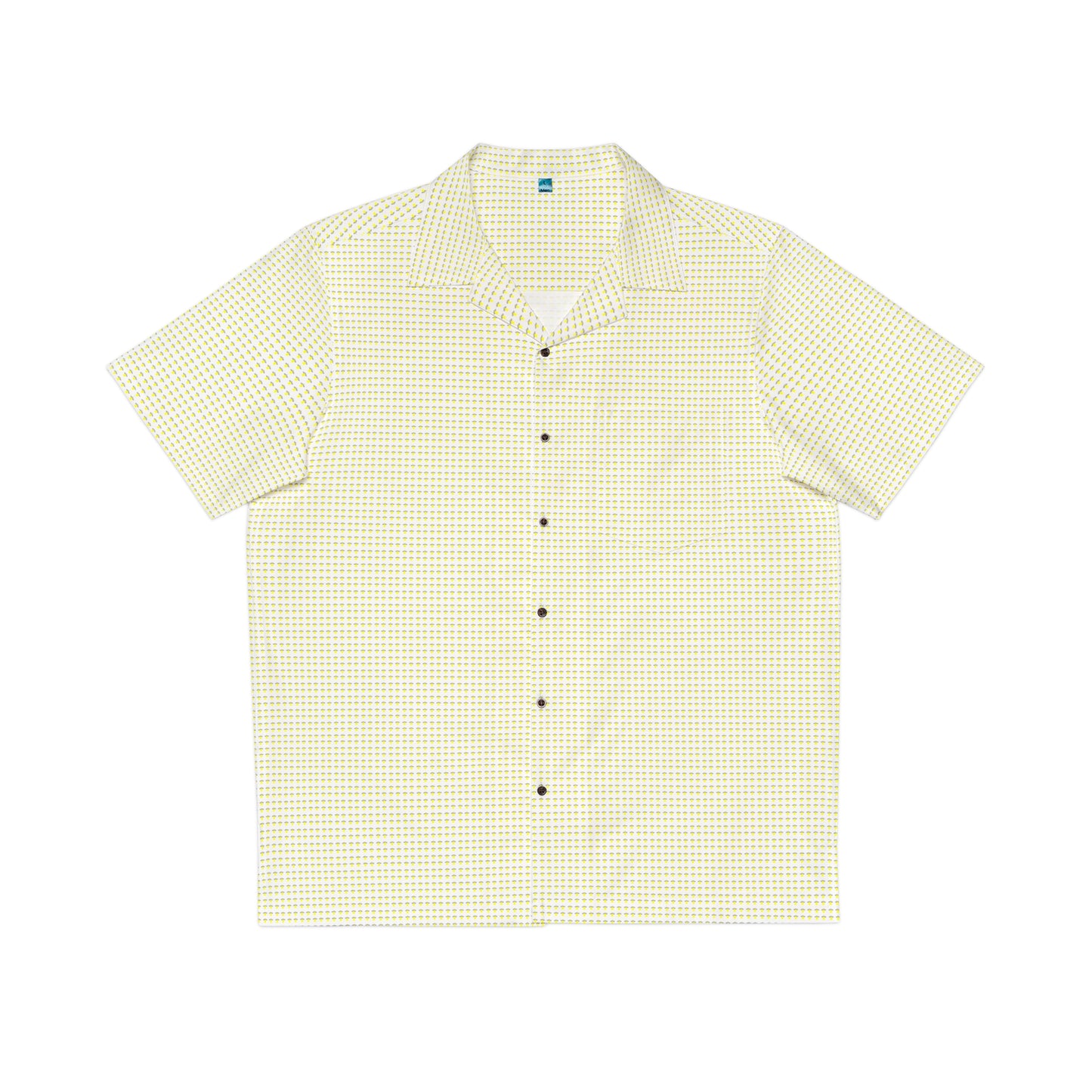 Waving UFO Small Print Short Sleeve Button Up - White
