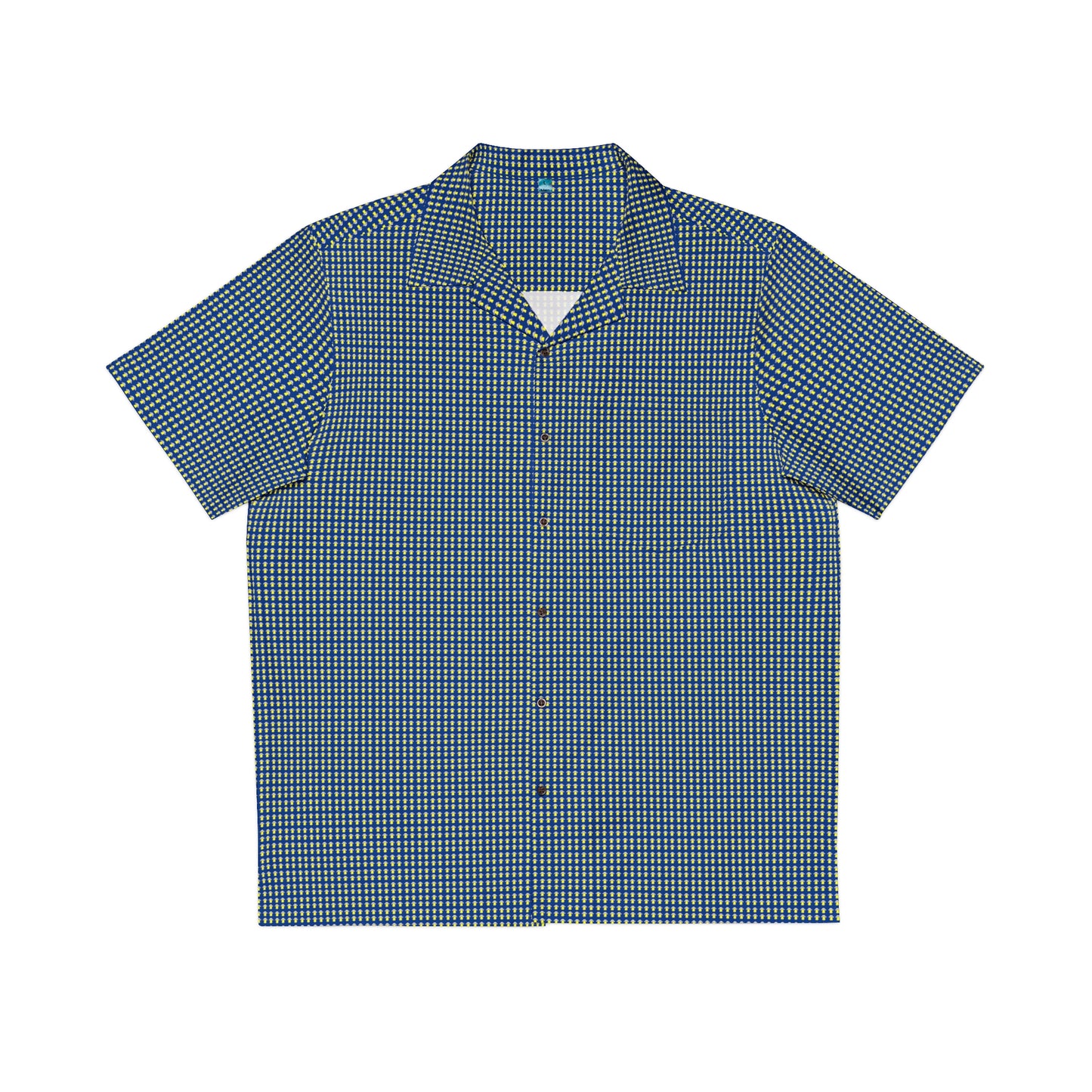 Waving UFO Small Print Short Sleeve Button Up - Dark Blue